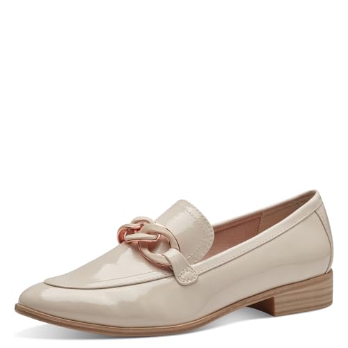 MARCO TOZZI Damen Loafer mit Absatz Lack Elegant, Cremefarben (Powder Patent), 42 EU von MARCO TOZZI