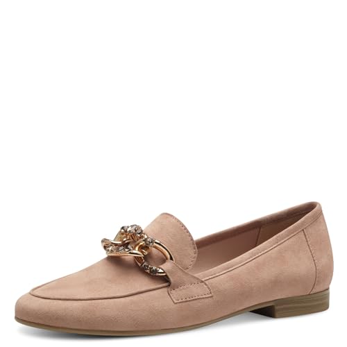 MARCO TOZZI Damen Slipper aus Leder mit Blockabsatz, Beige (Nude), 36 EU von MARCO TOZZI