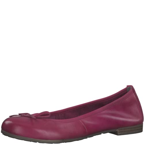 MARCO TOZZI Damen Ballerinas aus Leder mit Schleife, Rosa (Pink), 38 EU von MARCO TOZZI