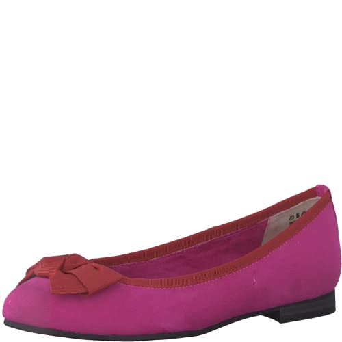 MARCO TOZZI Damen Ballerinas mit Schleife Vegan, Rosa (Pink Red), 37 EU von MARCO TOZZI