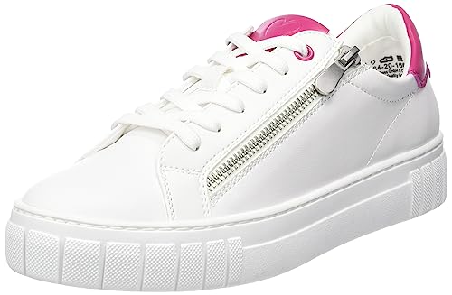 MARCO TOZZI Damen Sneaker flach mit Reißverschluss Vegan, Mehrfarbig (White Pink), 37 EU von MARCO TOZZI