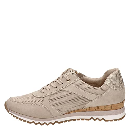 MARCO TOZZI Damen Sneaker flach mit Schnürsenkeln und Reißverschluss Vegan, Beige (Dune Comb), 37 von MARCO TOZZI