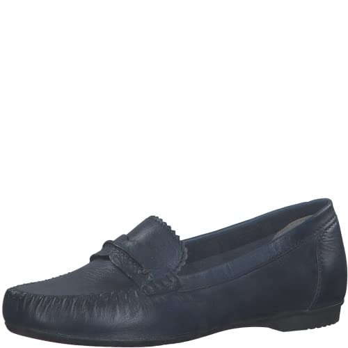 MARCO TOZZI Damen Mokassins aus Leder Elegant, Blau (Navy), 41 EU von MARCO TOZZI