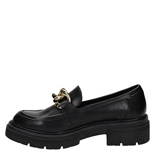 MARCO TOZZI Damen Loafer mit Absatz mit Plateausohle Vegan, Schwarz (Black Gold), 41 EU von MARCO TOZZI