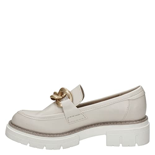 MARCO TOZZI Damen Loafer mit Absatz mit Plateausohle Vegan, Beige (Cream Gold), 40 EU von MARCO TOZZI