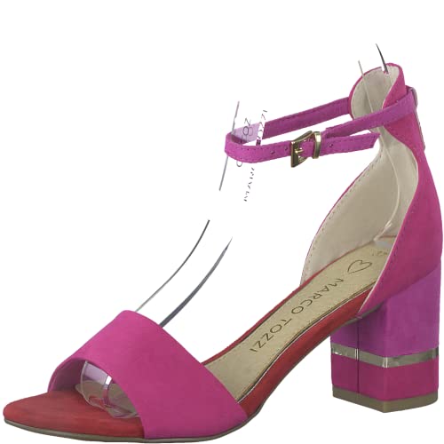 MARCO TOZZI Damen Sandalen mit Absatz mit Verstellbarem Riemen Vegan, Rosa (Pink Comb), 38 EU von MARCO TOZZI