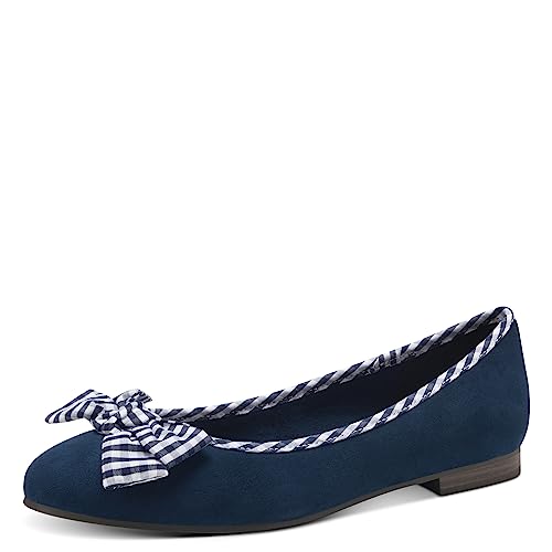 MARCO TOZZI Damen Ballerinas Flach mit Schleife, Blau (Navy Comb), 37 von MARCO TOZZI