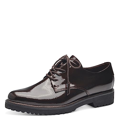 MARCO TOZZI Damen Schnürschuhe Elegant Lack, Braun (Mocca Patent), 38 von MARCO TOZZI