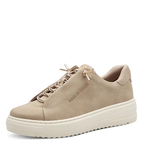 MARCO TOZZI Damen Sneaker flach mit Schnürsenkeln Elegant, Beige (Dune), 39 EU von MARCO TOZZI