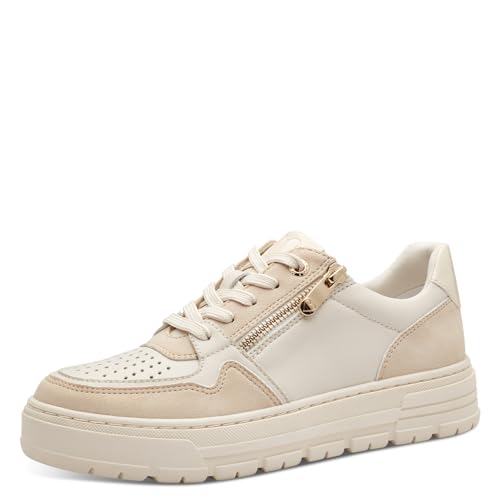 MARCO TOZZI Damen Sneaker flach mit Reißverschluss Vegan, Beige (Cream Comb), 38 EU von MARCO TOZZI
