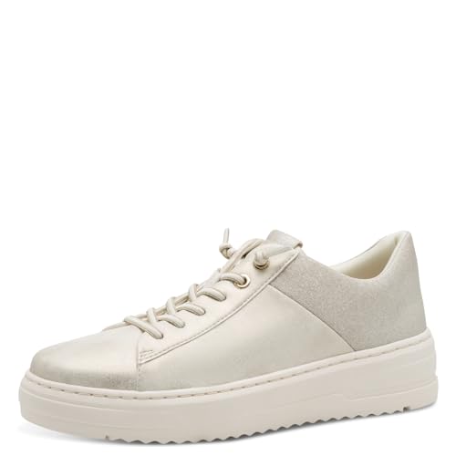 MARCO TOZZI Damen Sneaker flach mit Schnürsenkeln Elegant, Gold (Dune met.Comb), 39 EU von MARCO TOZZI