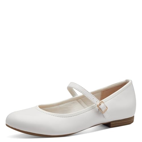MARCO TOZZI Damen Ballerinas mit Riemchen Vegan, Weiß (White Nappa), 39 EU von MARCO TOZZI