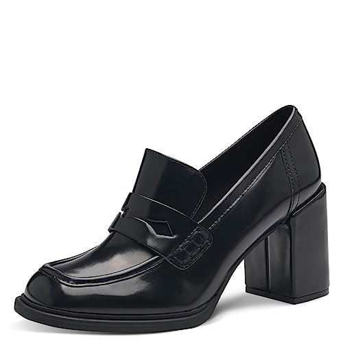 MARCO TOZZI Damen Loafer mit Absatz Blockabsatz, Schwarz (BBrush), 36 von MARCO TOZZI