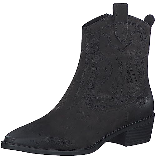 MARCO TOZZI Damen Stiefeletten mit Absatz aus Kunstleder Cowboy, Schwarz (Black), 37 von MARCO TOZZI