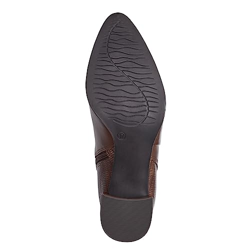 MARCO TOZZI Damen Stiefeletten mit Absatz aus Kunstleder Blockabsatz, Braun (Cognac Comb), 39 von MARCO TOZZI