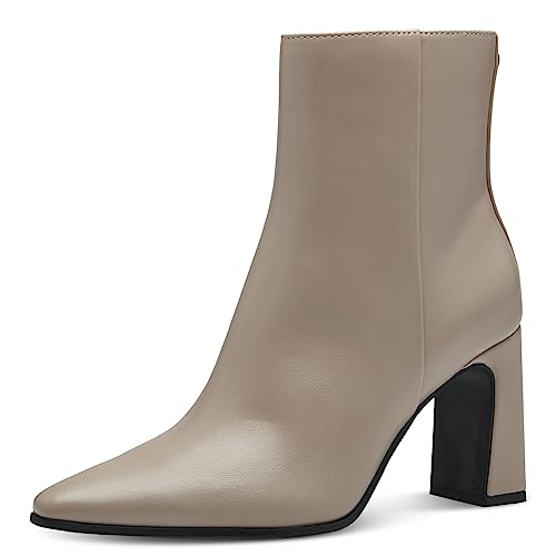 MARCO TOZZI Damen Stiefeletten Spitz mit Absatz aus Kunstleder, Grau (Taupe), 37 von MARCO TOZZI