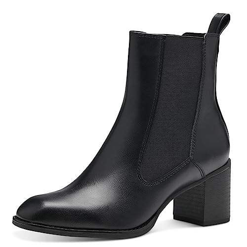 MARCO TOZZI Damen Chelsea Boots aus Kunstleder mit Absatz, Schwarz (Black), 39 von MARCO TOZZI