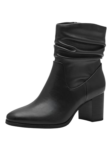 MARCO TOZZI Damen Stiefeletten mit Absatz Vegan mit Reißverschluss, Schwarz (Black), 37 EU von MARCO TOZZI