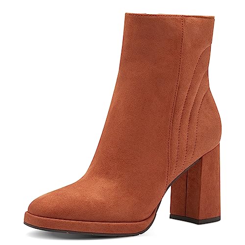 MARCO TOZZI Damen Stiefeletten mit Absatz Elegant Blockabsatz, Orange (Rust), 40 von MARCO TOZZI