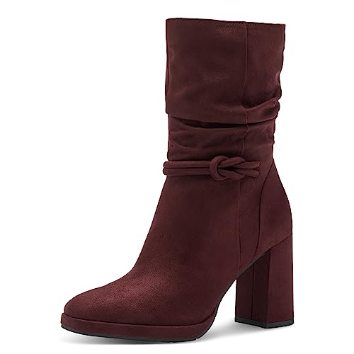 MARCO TOZZI Damen Stiefeletten mit Absatz Elegant Blockabsatz, Rot (Bordeaux), 36 von MARCO TOZZI