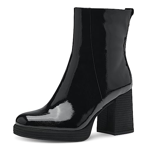 MARCO TOZZI Damen Stiefeletten mit Absatz Lack Elegant, Schwarz (Black Patent), 40 von MARCO TOZZI