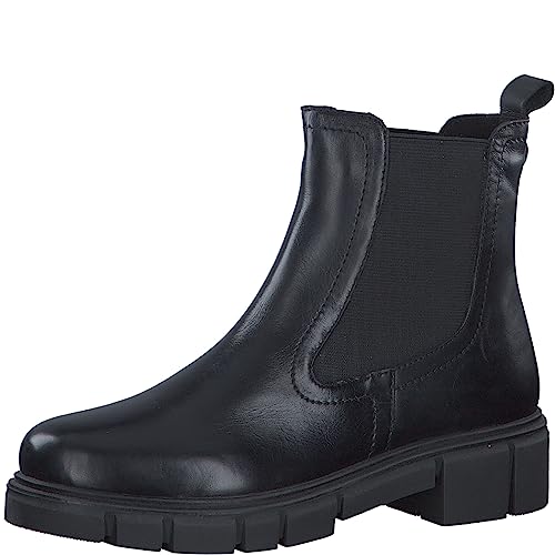 MARCO TOZZI Damen Chelsea Boots aus Leder mit Absatz, Schwarz (Black), 37 von MARCO TOZZI