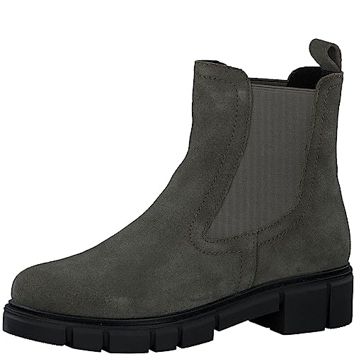 MARCO TOZZI Damen Chelsea Boots aus Leder mit Absatz, Grün (Khaki Comb), 39 von MARCO TOZZI