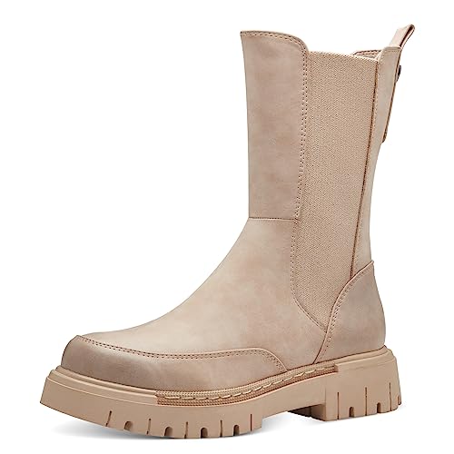 MARCO TOZZI Damen Chelsea Boots aus Kunstleder Plateau, Beige (Dune), 37 von MARCO TOZZI