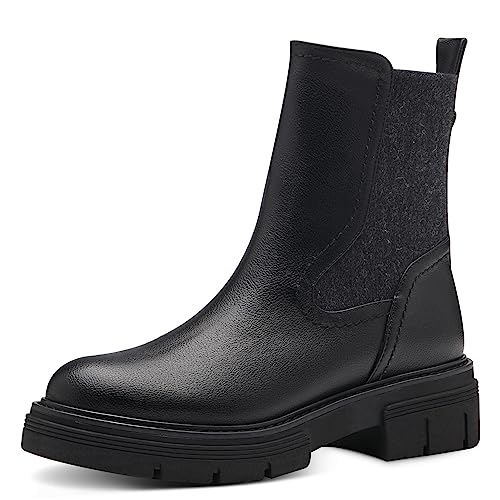 MARCO TOZZI Damen Chelsea Boots aus Kunstleder Plateau, Schwarz (Black), 38 von MARCO TOZZI