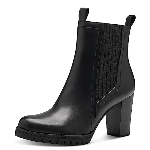 MARCO TOZZI Damen Chelsea Boots aus Leder mit Absatz, Schwarz (Black), 37 von MARCO TOZZI