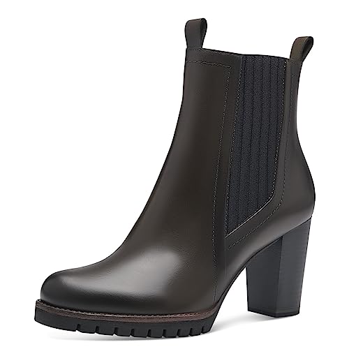 MARCO TOZZI Damen Chelsea Boots aus Leder mit Absatz, Grün (Khaki), 38 von MARCO TOZZI