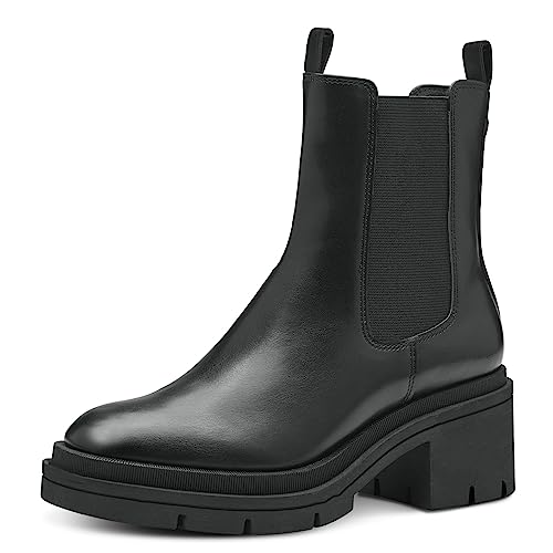 MARCO TOZZI Damen Chelsea Boots aus Kunstleder mit Absatz, Schwarz (Black), 38 von MARCO TOZZI