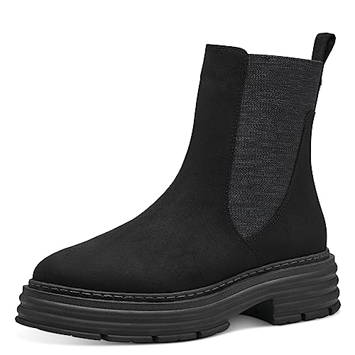 MARCO TOZZI Damen Chelsea Boots zum Reinschlüpfen Plateau, Schwarz (Black), 38 von MARCO TOZZI