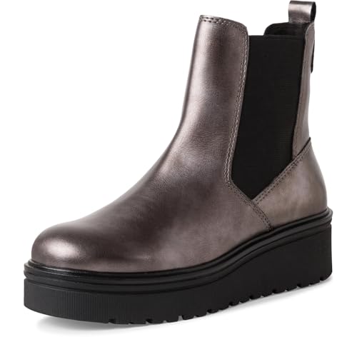 MARCO TOZZI Damen Chelsea Boots mit Plateau mit Reißverschluss, Silber (Gun Metal), 36 EU von MARCO TOZZI