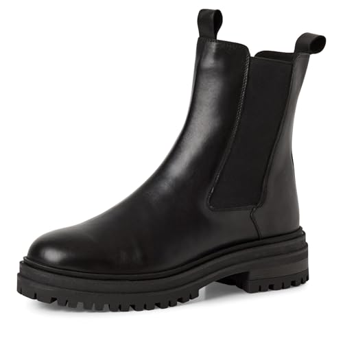 MARCO TOZZI Damen Chelsea Boots aus Leder mit Plateau, Schwarz (Black), 41 EU von MARCO TOZZI