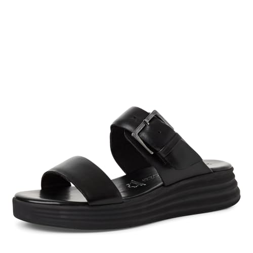 MARCO TOZZI Damen Pantoletten aus Leder mit Schließe, Schwarz (Black), 36 EU von MARCO TOZZI