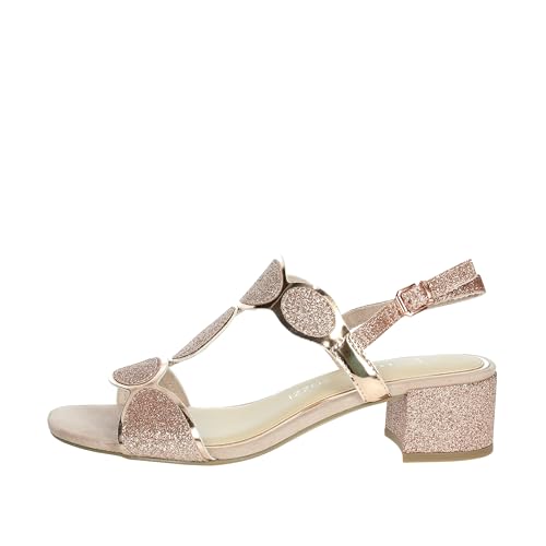 MARCO TOZZI Damen Sandalen mit Absatz Elegant Vegan, Metallisch (Rosegold), 37 EU von MARCO TOZZI