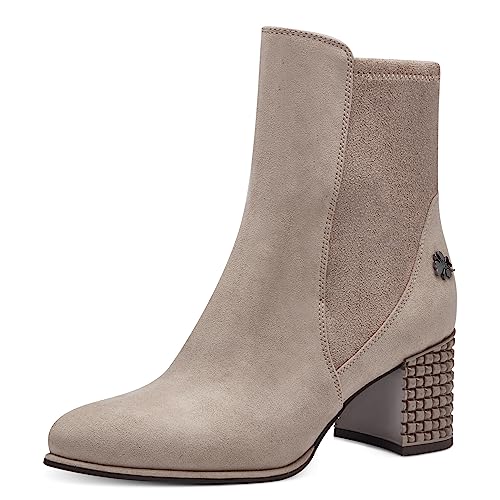 MARCO TOZZI by Guido Maria Kretschmer Damen Stiefeletten mit Absatz Blockabsatz Nieten, Grau (Taupe), 39 von MARCO TOZZI