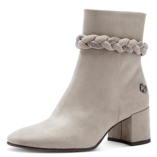 MARCO TOZZI by Guido Maria Kretschmer Damen Stiefeletten mit Absatz Elegant Blockabsatz, Grau (Taupe), 37 von MARCO TOZZI