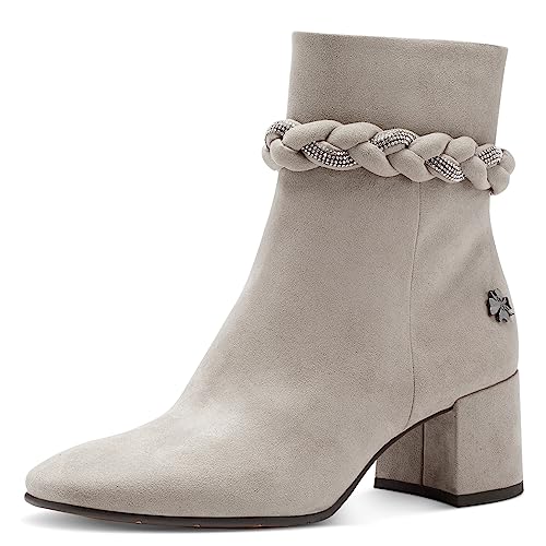 MARCO TOZZI by Guido Maria Kretschmer Damen Stiefeletten mit Absatz Elegant Blockabsatz, Grau (Taupe), 38 von MARCO TOZZI