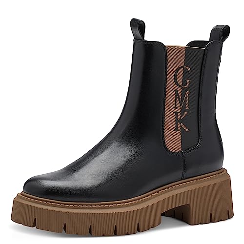 MARCO TOZZI by Guido Maria Kretschmer Damen Chelsea Boots aus Kunstleder Plateau, Schwarz (Black/Nature), 40 von MARCO TOZZI