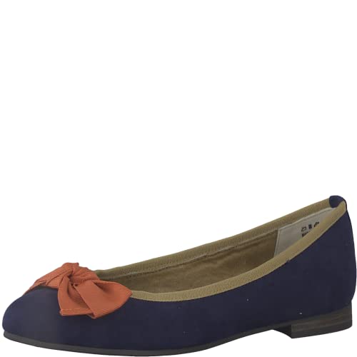 MARCO TOZZI Damen Ballerinas mit Schleife Vegan, Mehrfarbig (Navy Multi), 36 EU von MARCO TOZZI