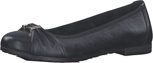 MARCO TOZZI Damen Ballerinas, Blockabsatz, weiches FEEL ME Fußbett , aus hochwertigem Leder, ideal für Business und Freizeit von MARCO TOZZI