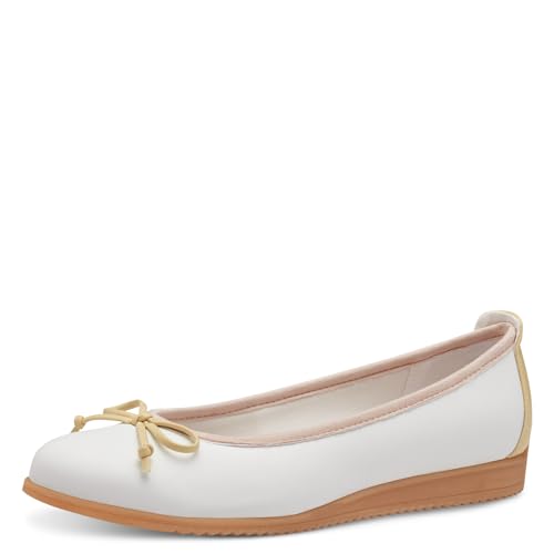 MARCO TOZZI Damen Ballerinas Runde Spitze mit Schleife, Weiß (White/Powder), 41 EU von MARCO TOZZI