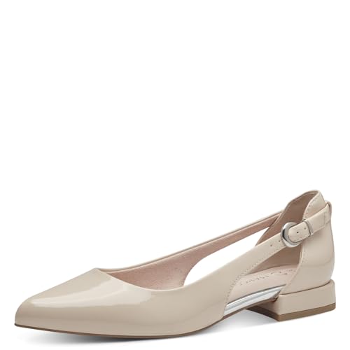MARCO TOZZI Damen Ballerinas Spitz Vegan, Cremefarben (Powder Patent), 38 EU von MARCO TOZZI