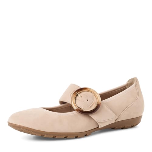 MARCO TOZZI Damen Ballerinas aus Leder mit Klettverschluss, Beige (Dune), 41 EU von MARCO TOZZI
