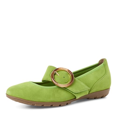 MARCO TOZZI Damen Ballerinas aus Leder mit Klettverschluss, Grün (Apple), 41 EU von MARCO TOZZI