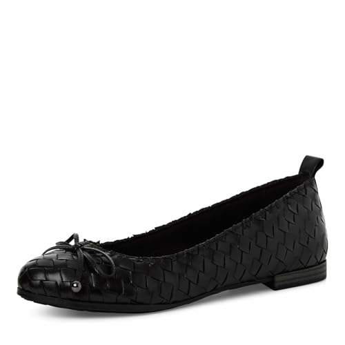 MARCO TOZZI Damen Ballerinas aus Leder mit Schleife, Schwarz (Black), 41 EU von MARCO TOZZI