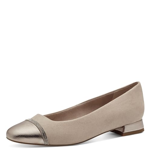 MARCO TOZZI Damen Ballerinas mit Glitzerdetails Kleiner Absatz, Beige (Dune Comb), 39 EU von MARCO TOZZI