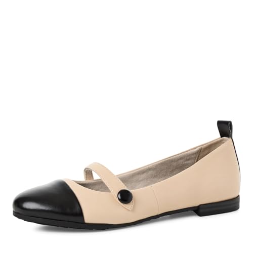 MARCO TOZZI Damen Ballerinas mit Lederanteil Elegant, Beige (Cream Comb), 40 EU von MARCO TOZZI